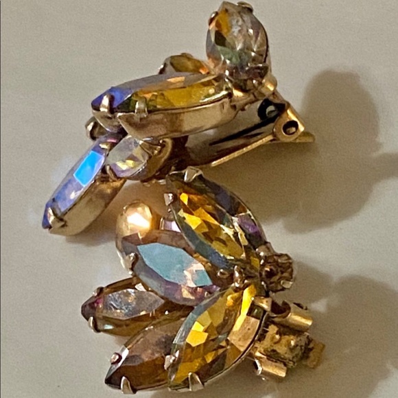 Vintage Albert Weiss Rhinestone Clip-on Earrings 1950’s - Picture 7 of 11